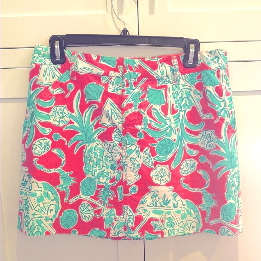 Lilly Pulitzer Originals  Pink and Green Scorpion Bowl Skirt Size 4
